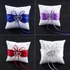 Fashion Wedding Bridal Bowknot Double Heart Ring Bearer Pillow Cushion