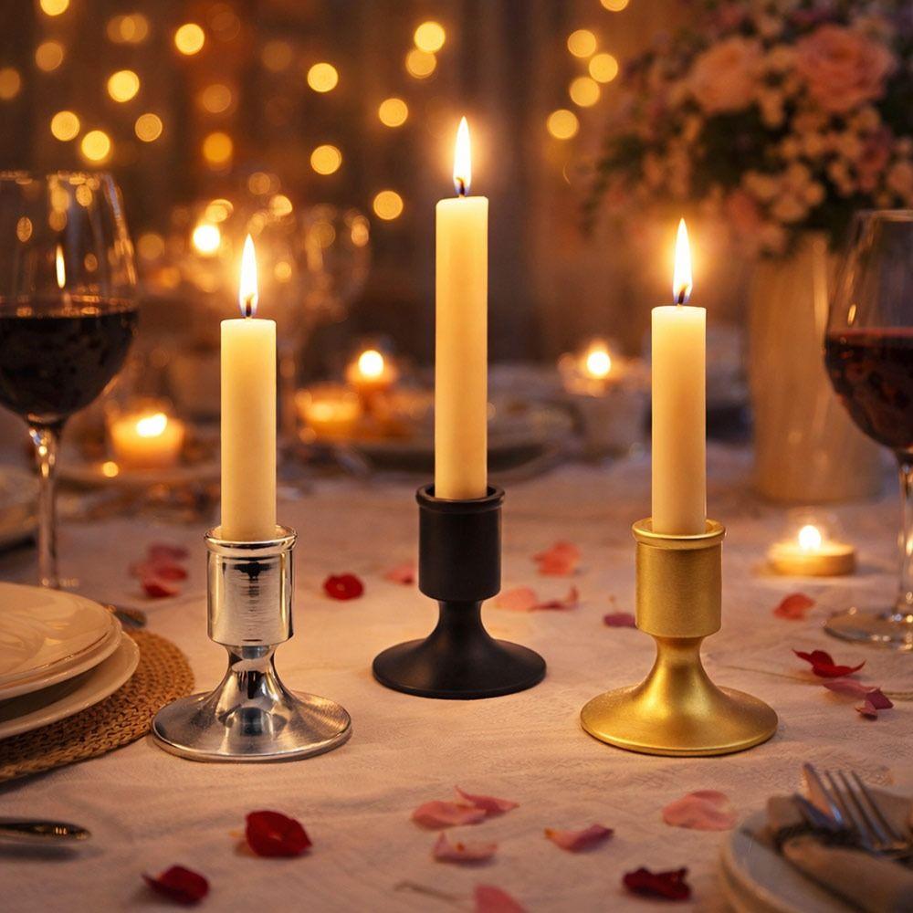 Metal Taper Candlestick Holders Gold Silver Desktop Candlestick Adornment  Home Decoration