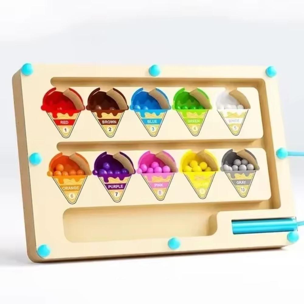 Bead Maze Color Sorting Game Wooden Magnetic Sorting Travel Board Family Parent Child