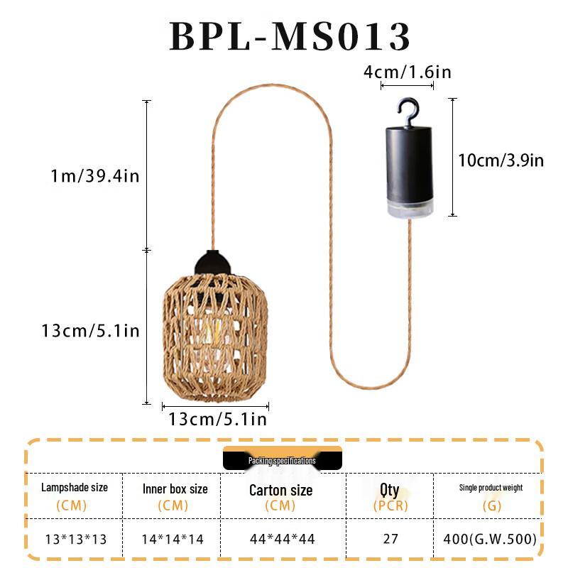 Dream Bubble Rattan Battery Pendant Lamp