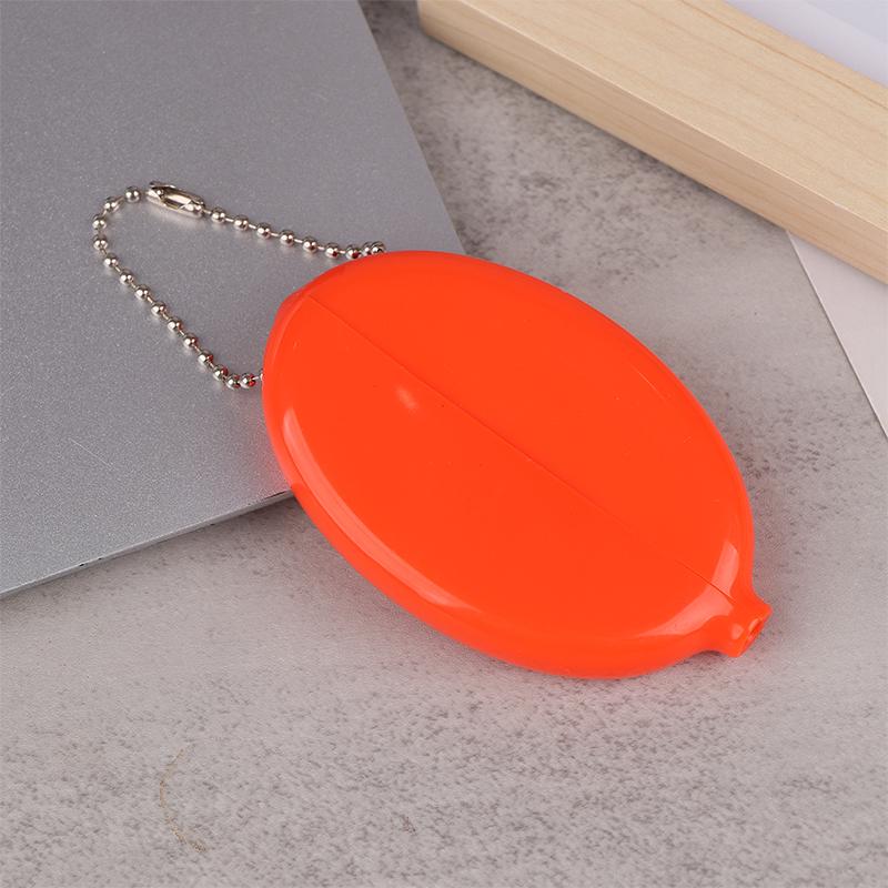 Solid Color PVC Fashion Portable Bag Pendant Small Oval Coin Purse Mini Earrings Rings Storage Box With Chain