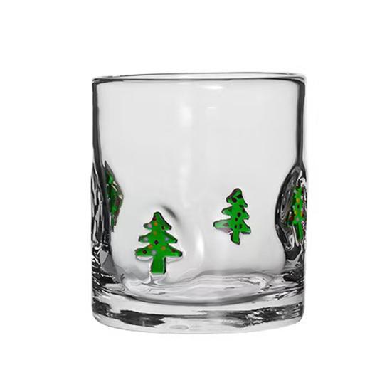 Yousheng Christmas Icon Glass Holiday Themed Stemless Drinking Glasses Unique Texture Design Glassware Christmas Thanksgiving Party Decor