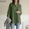 Women Turn Down Collar Loose Casual Long Sleeve Blouse