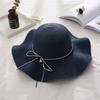 French Style Folding Straw Hats Spring Summer Women's Sun Hat Pearls Strap Straw Hat  Female