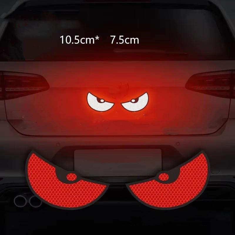 2pcs Devil Cat Eyes Warning Car Reflective Safety Tape Sticker for Auto Truck Motorcycle Trailer Safety Warning Strip