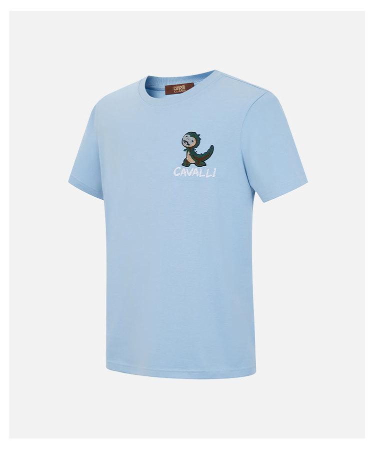 [Skin friendly and comfortable cartoon pattern] Spring and summer exquisite embroidery daily versatile men's round neck short sleeved T-shirt