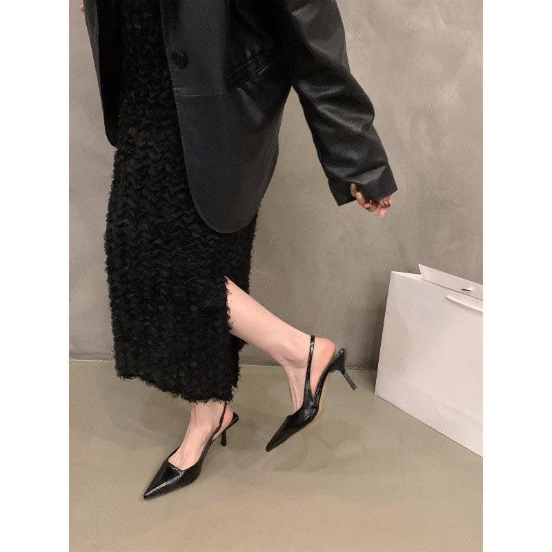 Niche французский темперамент золотистые босоножки с заостренным носком сказочные туфли 2025 года новые весенне-летние туфли с острыми каблуками одинарные