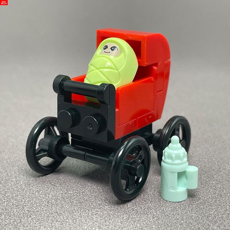 MOC Кубики Детская коляска люлька для младенцев подставка для бутылочки Обучающие Строительные Блоки Игрушки для Детей Девочек Подарок