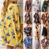 Women's Hawaiian Printed Shawl Smock Summer Beach Bikini Cover-Ups Seaside Holiday Fashion Printed Sunscreen Shirt S-2XL