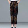 Свободные женские брюки с цветочным принтом и высокой талией, летние повседневные брюки Haren для людей среднего и пожилого возраста, женские брюки