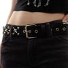 1Pcs Casual Punk Star Rivet Belt Y2K Fashion Black PU Metal Pentagram Rivet Belts Gothic Jeans Skirts Versatile Women Girls Waist Belts