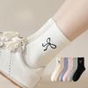Ladies Spring and Autumn Embroidered Bow-moon Balletted Wind Tube Cotton Socks