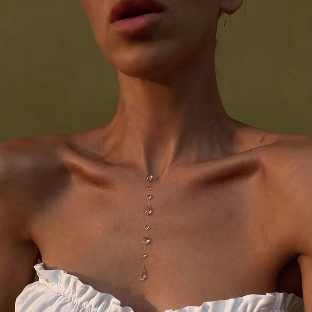 Crystal Dewdrop Earrings Transparent Dew Rain Earrings Dewdrop Necklace Wedding Party