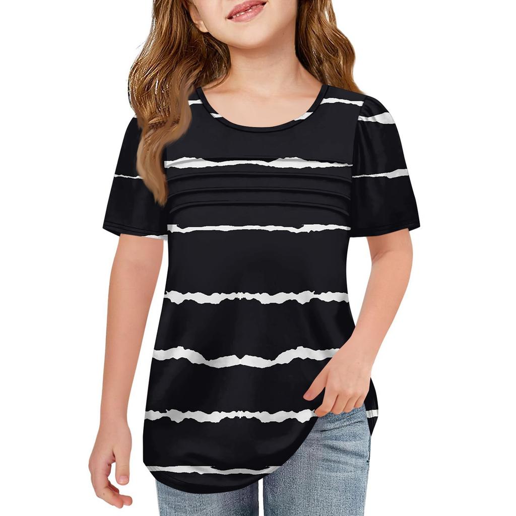 Детские футболки-поло Летнее пальто для отдыха с короткими рукавами Футболка с круглым воротником и принтом