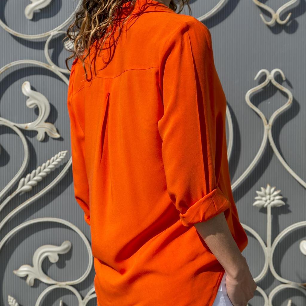 Spring Autumn Women Solid Color Button Up Chiffon Blouse Casual Long Sleeve Plus Size Tops