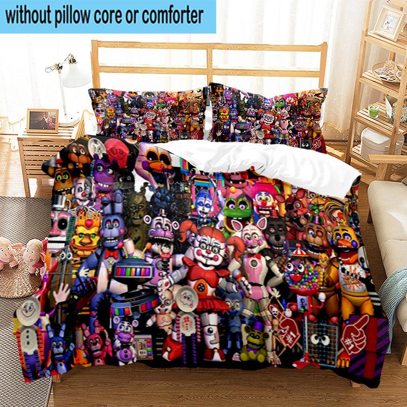 1PC Fnaf Character Collage 3pcs Bedding,Including 1pc Duvet Cover And 2pcs Pillowcases Perfect for Christmas,Ideal for Bedroom, Dormitory