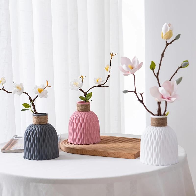 Nordic Modern Plastic Flower Vase Flower Pot Basket Arrangement 1 PC Home Living Room Payty Wedding Decoration Ornament
