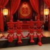 2Pcs Red Double Happiness Ornaments Joint Movability Fu Character Desktop Decor New Year