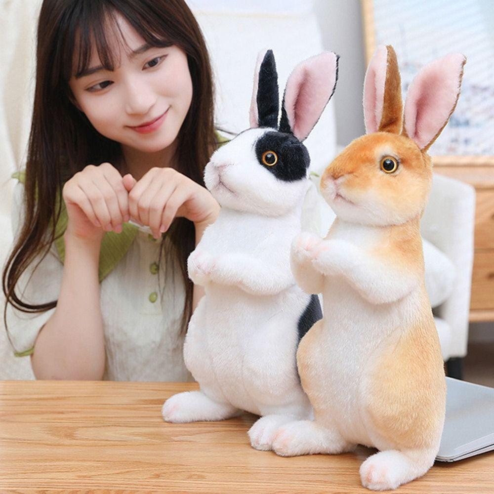 Kids Birthday Kawaii Rabbit Plush Toy Simulation Long Ears Rabbit Lifelike Animal Stuffed Doll Toys