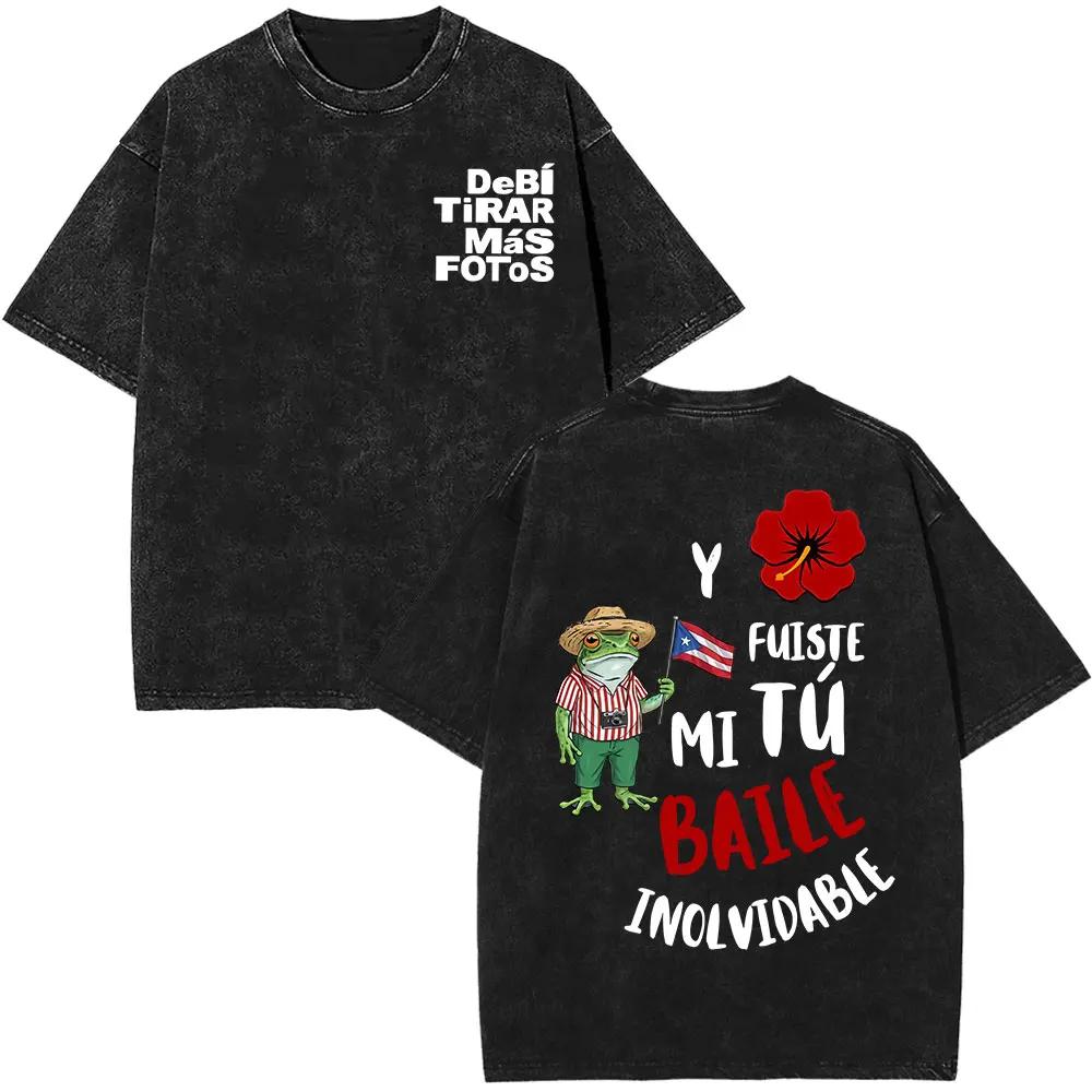 Тур рэпера Bad Bunny Debi Tirar Mas Fotos DTMF Мерч Винтажные Стиранные Футболки Унисекс Женская Модная Одежда Хлопковые Повседневные Футболки