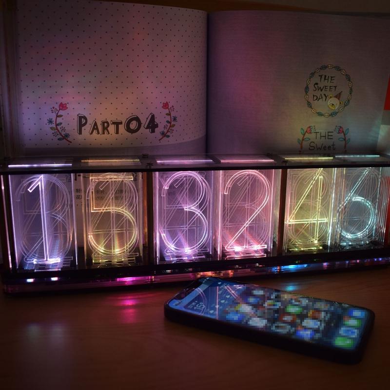 Nixie Tube Clock Acrylic RGB- Digital Clock Various Musical Beat Temperature/Data/Week Display Girlfriend Gift Present