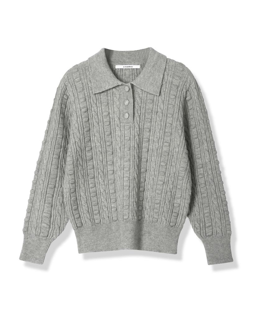 AVANDRESS Lumpy Collar Button Knit Blue
