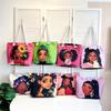 Canvas Tote Bag For Women With Creative Print And Spliced Design For Casual Travel