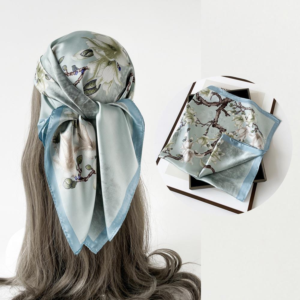 Весенне-летний атласный длинный шарф для женщин, солнцезащитная шаль, модный атласный длинный шарф для красоты, универсальный дорожный шарф