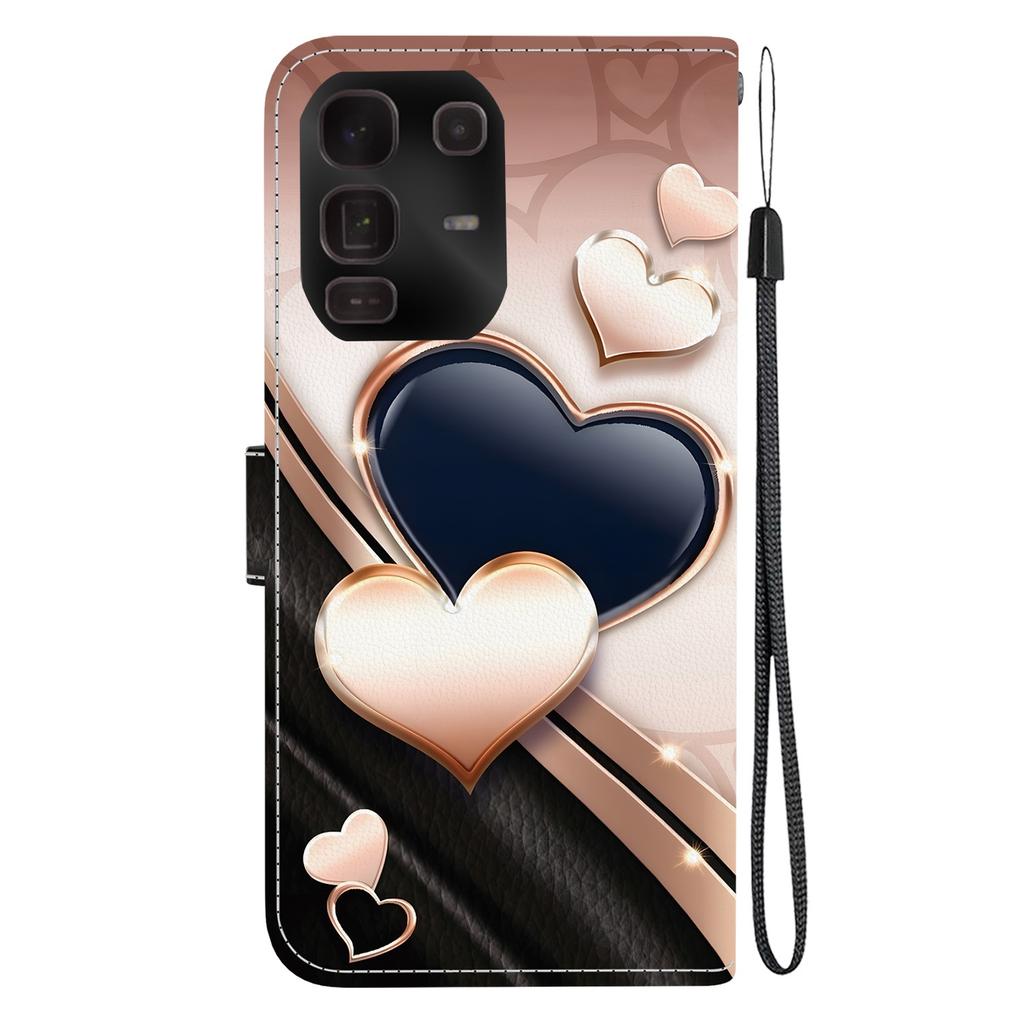 Чехол-книжка из искусственной кожи ручной работы для Infinix Note 50 Pro+ (X6856) Противоскользящий ударопрочный чехол с ремешком на запястье и дизайнами в виде сердец/роз и кошек