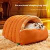 Закрытый спальный мешок кошачье гнездо Складной домик для питомца Кошачья кровать Кошачье гнездо Зимнее теплое гнездо для собаки Искусственная кожа Полузакрытое кошачье гнездо