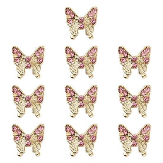 10 шт., подвески для ногтей в виде бабочек, блестящие стразы, инкрустация из искусственного кристалла, 3D подвески, аксессуары для маникюра «сделай сам», ювелирные изделия для дизайна ногтей, украшения для чехла для телефона