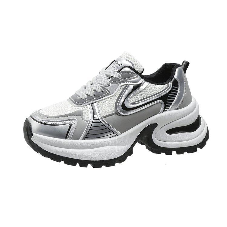 Чжао Рут, те же серебристые кроссовки для женщин, новинка 2024 года, весна и осень, платформа для увеличения роста для невысоких мужчин, спортивная и повседневная обувь