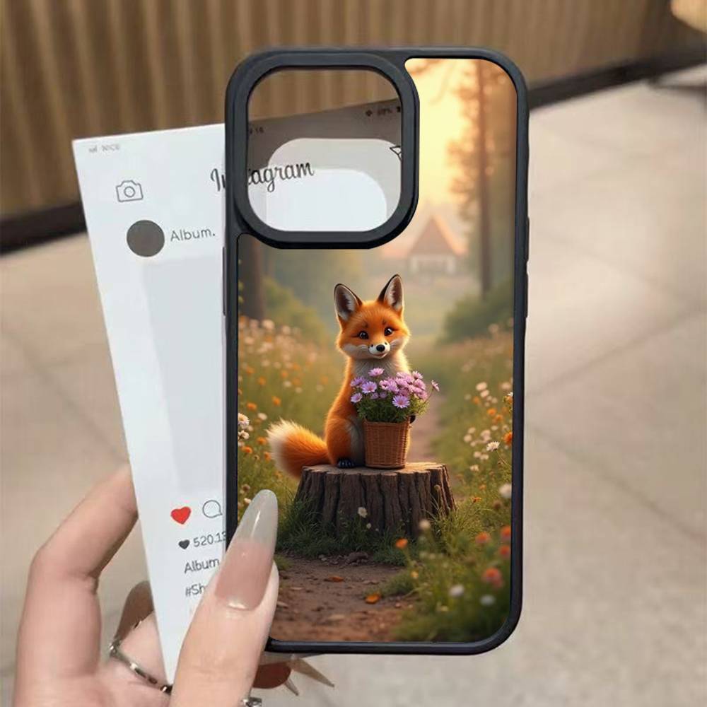 Чехол с принтом лисы для iPhone 17 16 Pro Max Air 13 12 Mini 14 15 Plus 11 PC+TPU Задняя крышка