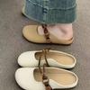Summer outer wear bag head half slippers women's 2025 new super fire flat bottom one pedal lazy half tray French cool slippers