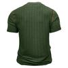 Men's Ribbed Button Henley T-Shirt, European American Casual Sport Short Sleeve Tee