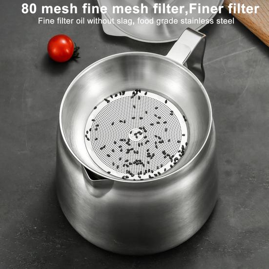 1,5/2 л Кастрюля-фильтр для масла из нержавеющей стали с корзиной для фритюра, большой емкости, сито с мелкой сеткой, жир от бекона