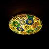 Coloured Flower Design Yellow Coloured Mosaic Glass Ceiling Light