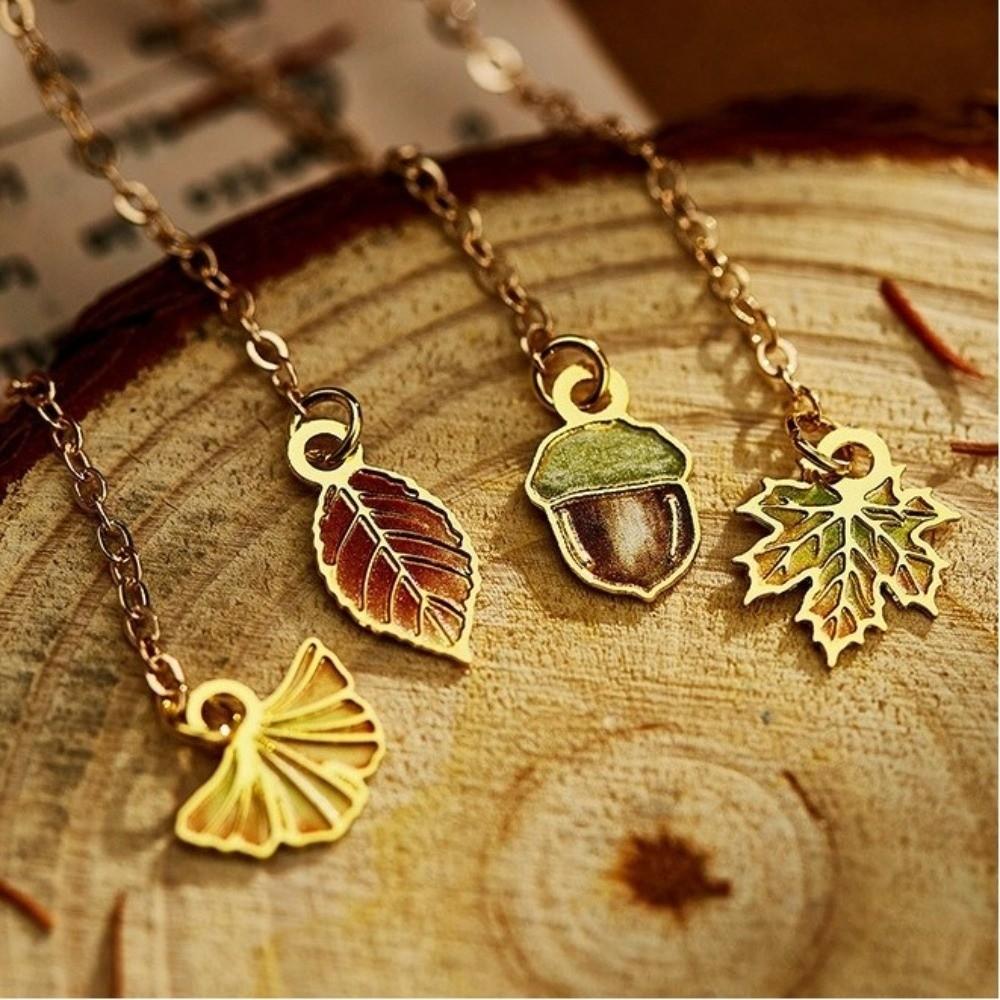С металлическим кулоном-цепочкой Закладка в виде дубового листа Кленовый лист Инструмент для чтения для студентов Металлическая закладка в виде листа Абрикосовый лист Студенческие канцелярские товары