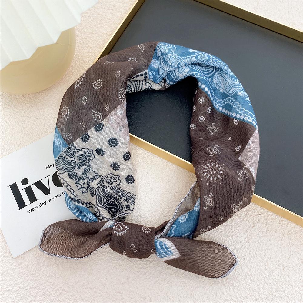 Cotton And Linen Small Square Scarf Silk Scarf Women'S Spring And Autumn New Style Artistic And Versatile Fashionable Temperament Headband Scarf