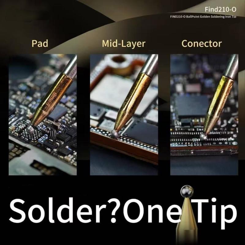 2UUL FIND C210 O BallPoint Head Gold-Plated Soldering Iron Tips 018 020 002 Welding Set For Electronic Phones BGA CPU Repair Kit