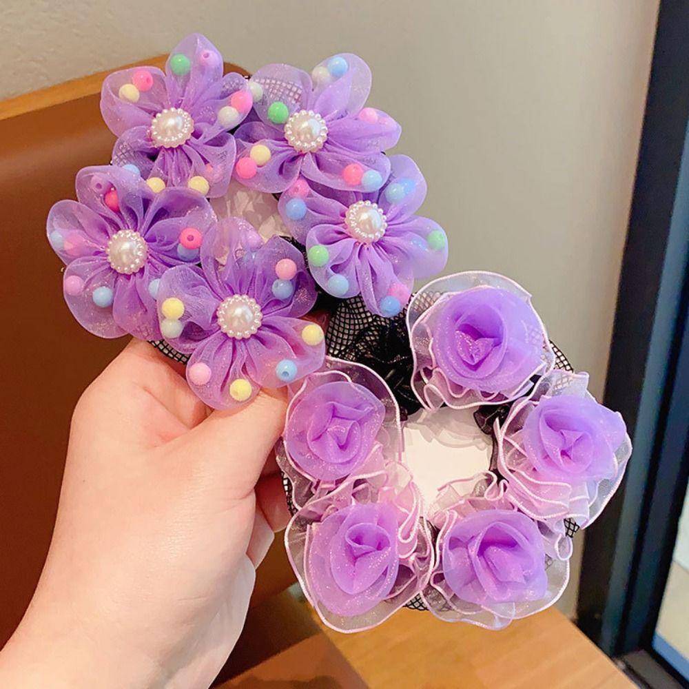 Жемчужный цветок, сетка для волос, радужная балетная булочка, снуд, невидимая детская булочка, сетка для балета, танца