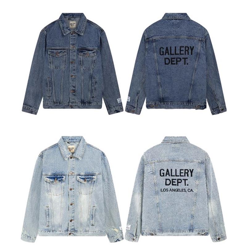 Модная джинсовая куртка Gallery Dept выцветшего синего цвета с вышитым логотипом