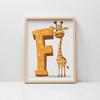 Плакат Жираф и Буква F Плакат Жираф и Буква F, 30x40 см, Рама Деревянная Светлый Дуб, Матовая Бумага 230 г/м²