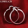 925 Sterling Silver 4CM Smooth Big Circle Hoop Earrings for Women Luxury Fashion Party Wedding Accessories Jewelry
