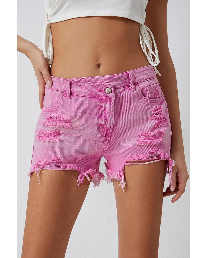 Azura Exchange Crossover Waist Denim Shorts