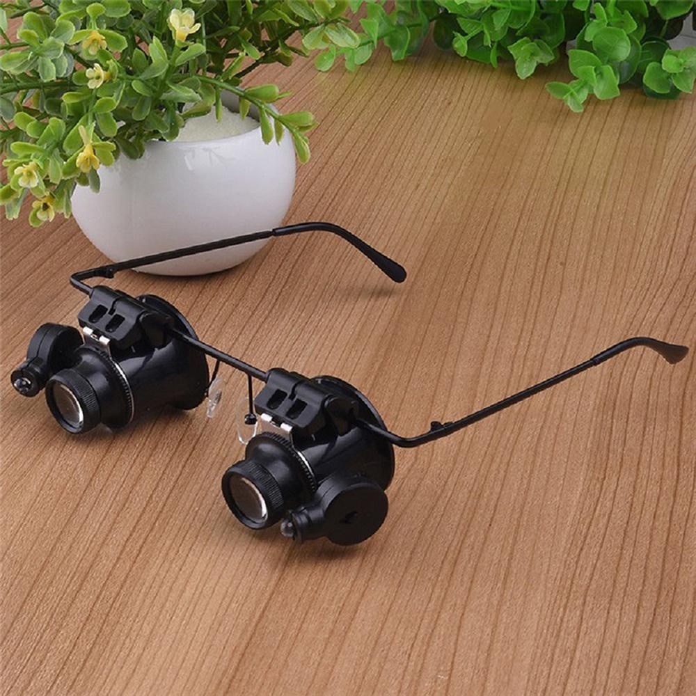20X Magnifying Glasses Head Loupe LED Light Head-mounted Magnifier Hands- Repairing for Clock Watch Electronic Instrument
