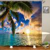 3d Beach Scenery Shower Curtains Sea Ocean Mediterranean Bathroom Curtain Waterproof Cloth Decoration 180*240cm Bath Curtain