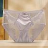 High-end Luxury Satin Lace Mesh Palace Mid-waist Women's Underwear Ultra-thin Sexy Seamless Briefs