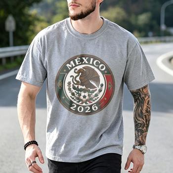 Vintage Retro 2026 Soccer Cup Mexico Soccer Fan T-Shirt Eagle Snake Vintage Emblem Mexican Pride Gift Athletic Grey Graphic Tops