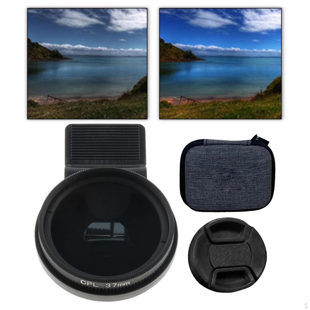 37 мм CPL фильтр для объектива камеры сотового телефона, поляризационный универсальный круглый аксессуар с зажимом